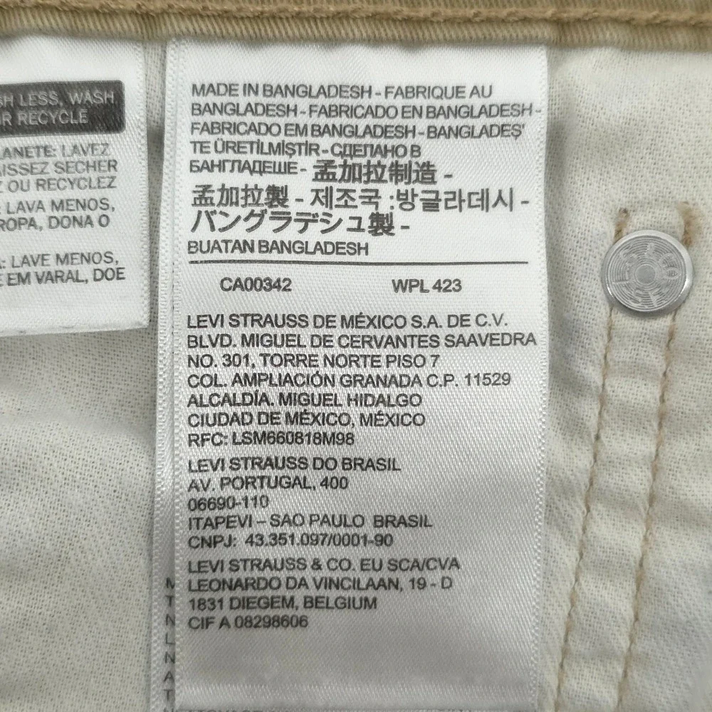 Levi's 511 Mens Slim Fit Pants 33x34 Khaki Tan Chino Workwear 04511-3376